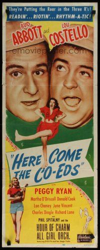 5m593 HERE COME THE CO-EDS insert R50 Bud Abbott & Lou Costello are loose in a girls' school!