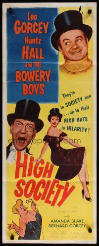 5m596 HIGH SOCIETY insert '55 William Beaudine, Leo Gorcey, Huntz Hall & The Bowery Boys!