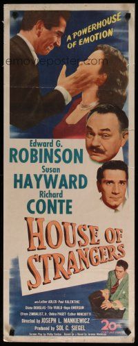 5m600 HOUSE OF STRANGERS insert '49 Edward G. Robinson, Richard Conte slapping Susan Hayward!