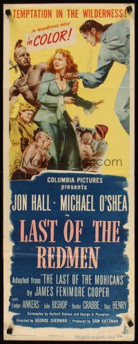 5m637 LAST OF THE REDMEN insert '47 Jon Hall, Evelyn Ankers, from The Last of the Mohicans!