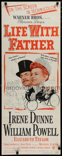 5m640 LIFE WITH FATHER insert '47 cool art of William Powell & Irene Dunne!