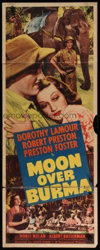 5m669 MOON OVER BURMA insert '40 Dorothy Lamour, Robert Preston & Preston Foster in Asia!