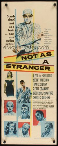 5m679 NOT AS A STRANGER insert '55 doctor Robert Mitchum, Olivia De Havilland, Frank Sinatra