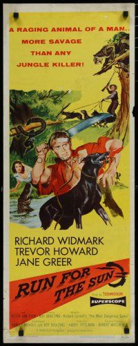 5m731 RUN FOR THE SUN insert '56 Richard Widmark finds Nazis in Central American jungle!