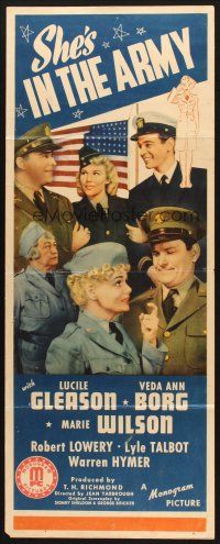 5m747 SHE'S IN THE ARMY insert '42 Lucile Gleason, Marie Wilson, women in WWII!