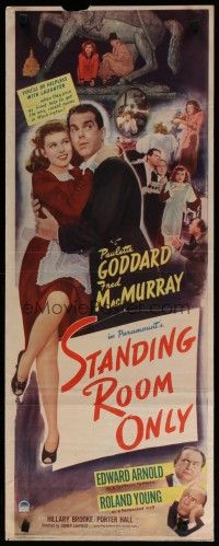 5m774 STANDING ROOM ONLY insert '44 art of housemaid Paulette Goddard held by Fred MacMurray!