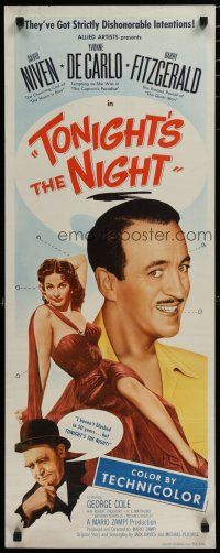 5m809 TONIGHT'S THE NIGHT insert '54 David Niven, sexy Yvonne De Carlo, Happy Ever After!