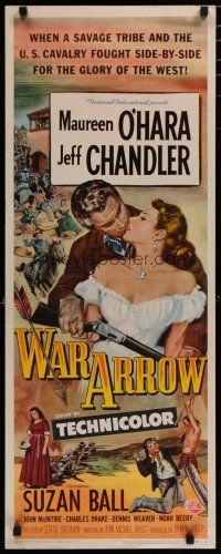 5m832 WAR ARROW insert '54 George Sherman, Maureen O'Hara & Jeff Chandler fight Native Americans!
