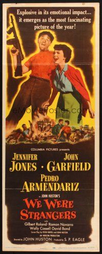 5m833 WE WERE STRANGERS insert '49 art of Jennifer Jones & John Garfield, directed by John Huston