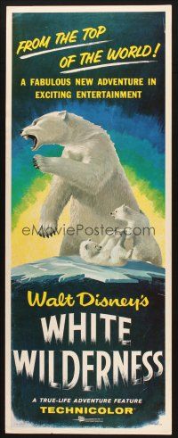5m840 WHITE WILDERNESS insert '58 Disney, cool art of polar bear & arctic animals on top of world!