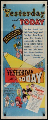 5m846 YESTERDAY & TODAY insert '53 art of classic old silent stars including Chaplin & Clara Bow!