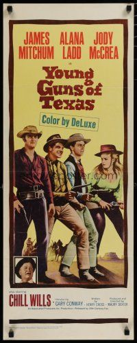 5m847 YOUNG GUNS OF TEXAS insert '63 teen cowboys James Mitchum, Alana Ladd & Jody McCrea!