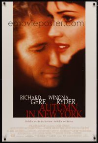 5p061 AUTUMN IN NEW YORK DS 1sh '00 Richard Gere & pretty Winona Ryder!