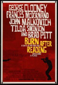 5p138 BURN AFTER READING DS 1sh '08 Joel & Ethan Coen, cool design, intelligence is relative!