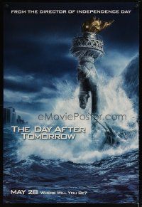 5p214 DAY AFTER TOMORROW style AW teaser DS 1sh '04 cool art of Statue of Liberty in tidal wave!
