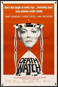 5p223 DEATH WATCH 1sh '80 Le Mort en Direct, Romy Schneider, Harvey Keitel, cool hourglass art!