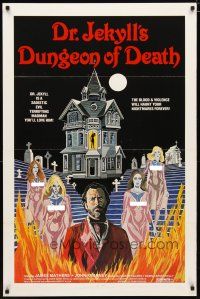 5p254 DR. JEKYLL'S DUNGEON OF DEATH 1sh '82 artwork of sexy near-naked zombie women!