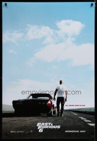 5p288 FAST & FURIOUS 6 teaser DS 1sh '13 image of Vin Diesel on racetrack w/Plymouth Superbird!