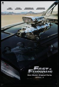 5p287 FAST & FURIOUS teaser DS 1sh '09 Vin Diesel, Paul Walker, blown R/T Charger!