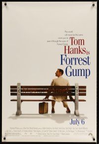 5p294 FORREST GUMP advance 1sh '94 Tom Hanks waiting for the bus, Robert Zemeckis!