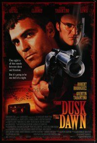 5p308 FROM DUSK TILL DAWN 1sh '95 close image of George Clooney & Quentin Tarantino, vampires!