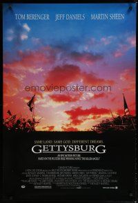 5p321 GETTYSBURG 1sh '93 Tom Berenger, Jeff Daniels, cool image of Civil War battle!