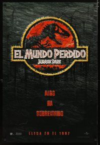 5p426 JURASSIC PARK 2 Spanish/U.S. teaser 1sh '96 The Lost World, something has survived!