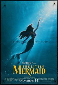 5p468 LITTLE MERMAID advance DS 1sh R97 great image of Ariel, Disney underwater cartoon!