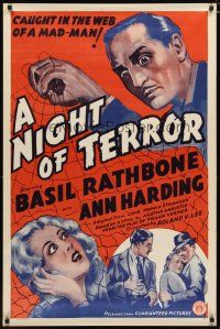 5p487 LOVE FROM A STRANGER 1sh R42 Basil Rathbone, Agatha Christie, A Night of Terror!