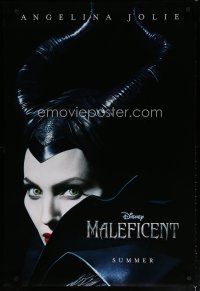 5p496 MALEFICENT teaser DS 1sh '14 cool close-up image of sexy Angelina Jolie in title role!