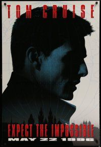 5p532 MISSION IMPOSSIBLE teaser 1sh '96 cool silhouette of Tom Cruise, Brian De Palma directed!
