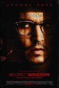 5p675 SECRET WINDOW advance DS 1sh '04 cool portrait image of brooding Johhny Depp!
