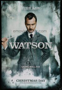 5p683 SHERLOCK HOLMES teaser DS 1sh '09 Guy Ritchie directed, Jude Law as Dr. Watson!
