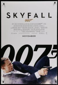 5p696 SKYFALL int'l advance DS 1sh '12 image of Daniel Craig as James Bond on back shooting gun!