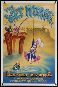 5p818 WET NURSE Kilian 1sh '88 Baby Herman goes fishing w/Roger Rabbit as the bait!