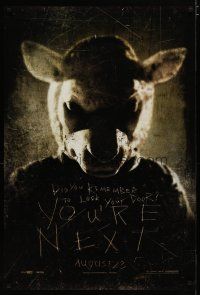 5p845 YOU'RE NEXT teaser DS 1sh '11 lamb mask, did you remember to lock your door?