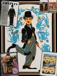 5r136 LOT OF 9 UNFOLDED VIDEO, SPECIAL AND BELGIAN CHARLIE CHAPLIN REPRO POSTERS '80s-90s cool