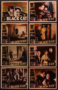 5r068 LOT OF 8 REPRO LOBBY CARDS FROM THE BLACK CAT '80s Boris Karloff, Bela Lugosi, Universal!