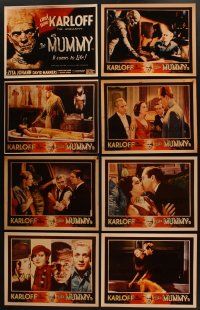 5r067 LOT OF 8 REPRO LOBBY CARDS FROM THE MUMMY '80s Boris Karloff, Universal horror classic!