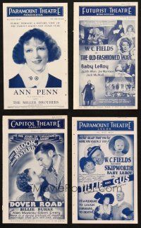 5r065 LOT OF 4 ENGLISH LOCAL THEATER HERALDS '30s two with W.C. Fields & more!