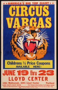5s392 CIRCUS VARGAS circus poster '80s America's Big Top Giant, cool art of roaring tiger!