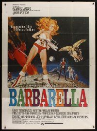 5s759 BARBARELLA French 1p '68 sexiest art of Jane Fonda by Robert McGinnis, Roger Vadim!