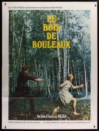 5s774 BIRCH WOOD French 1p '70 Andrzej Wajda's Brzezina, wild image of man chasing woman in woods!