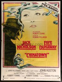 5s798 CHINATOWN French 1p '74 art of Jack Nicholson & Faye Dunaway by Jim Pearsall, Roman Polanski