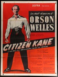 5s803 CITIZEN KANE French 1p R50s different full-length art of Orson Welles as Charles Foster Kane!