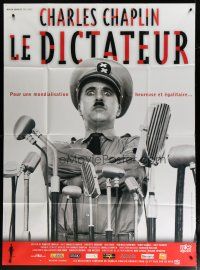 5s857 GREAT DICTATOR French 1p R02 great different image of Charlie Chaplin, wacky WWII comedy!