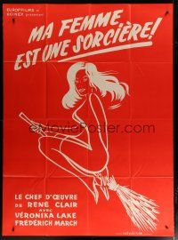 5s866 I MARRIED A WITCH French 1p R50s different art of sexy Veronica Lake flying on broom!
