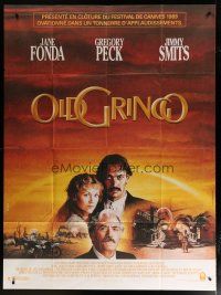 5s910 OLD GRINGO French 1p '89 portrait of Jane Fonda, Gregory Peck & Jimmy Smits in Mexico!