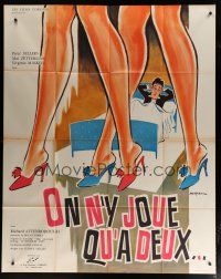 5s914 ONLY TWO CAN PLAY French 1p '62 different Marty art of Peter Sellers in bed & sexy legs!