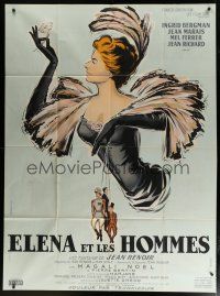 5s921 PARIS DOES STRANGE THINGS French 1p '57 Jean Renoir, great Ferracci art of Ingrid Bergman!